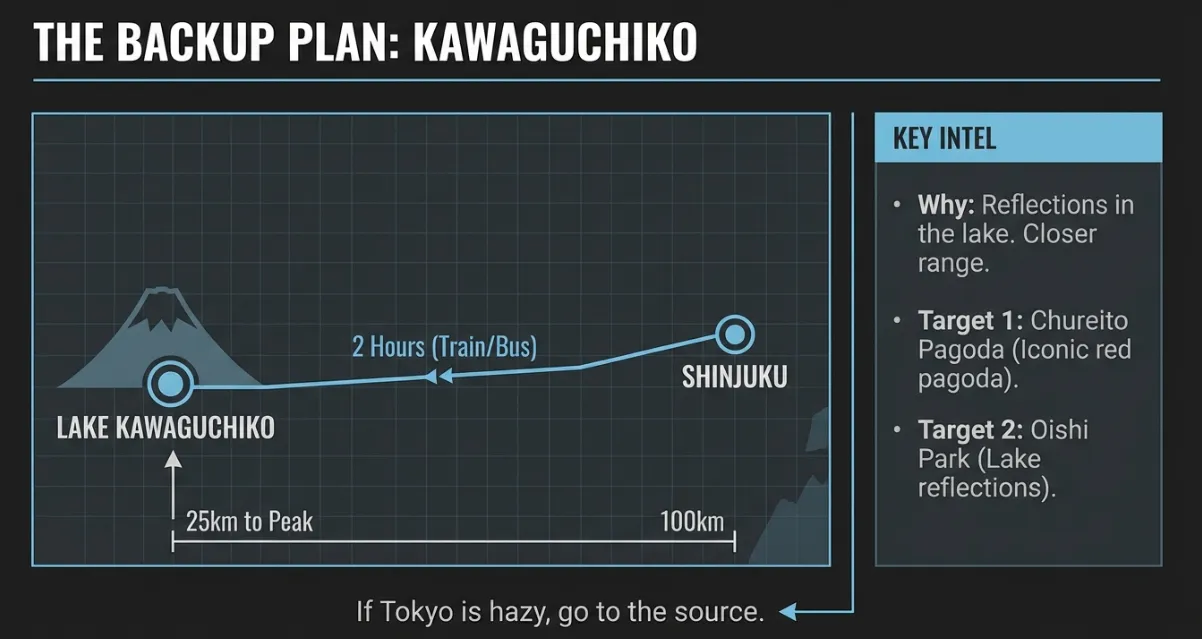 Lake kawaguchiko day trip from tokyo map route shinjuku chureito pagoda oishi park