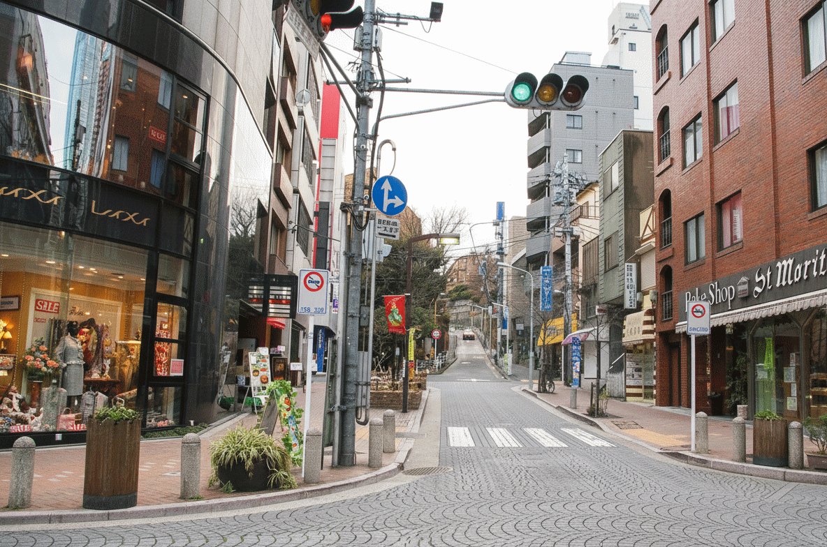 Azabu-Juban shopping street with traditional and international character