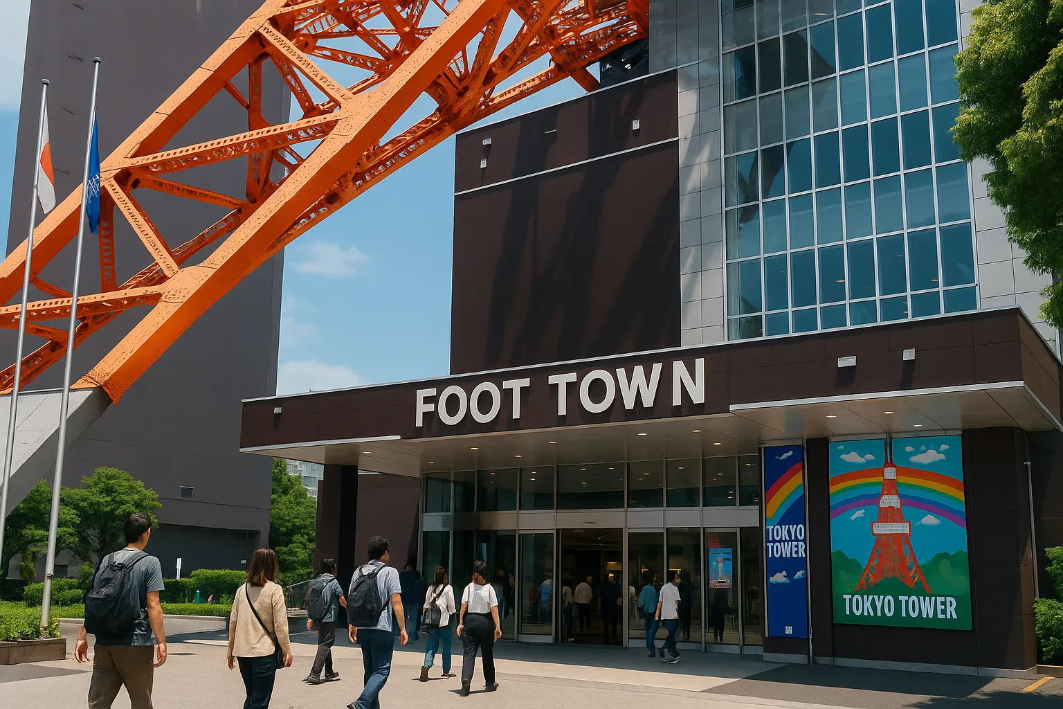 Tokyo Tower entrance and Foot Town building complex