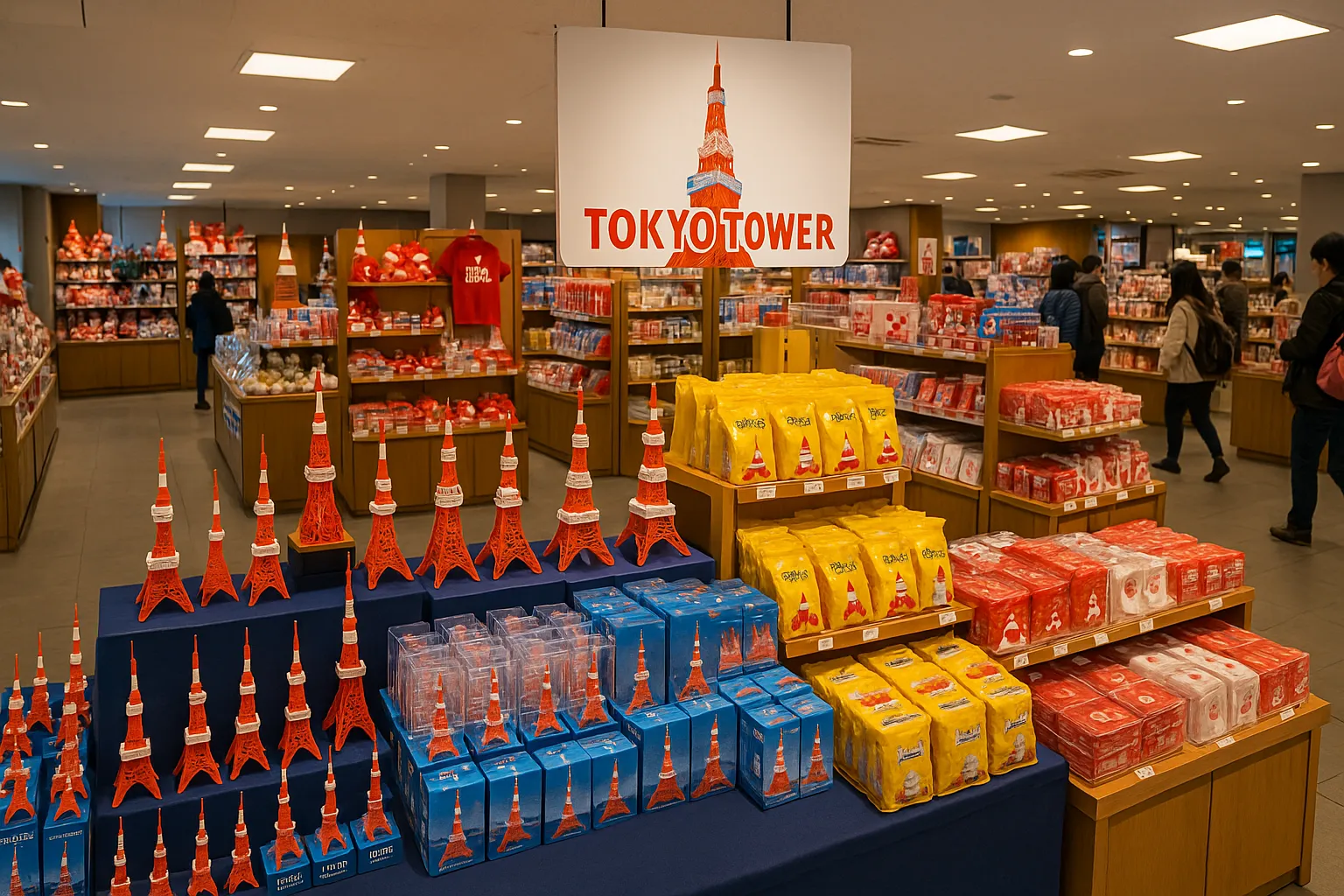 Souvenir shop with tower miniatures and exclusive merchandise