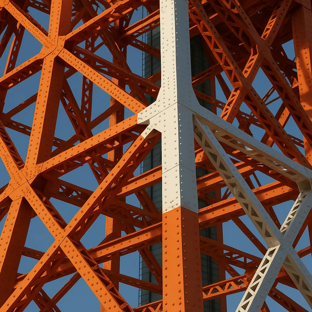 Tokyo Tower steel lattice structure detail